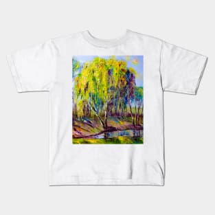 Willow near the Muga river Kids T-Shirt